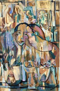 Cafe Window. (Acrylic on paper) 1992